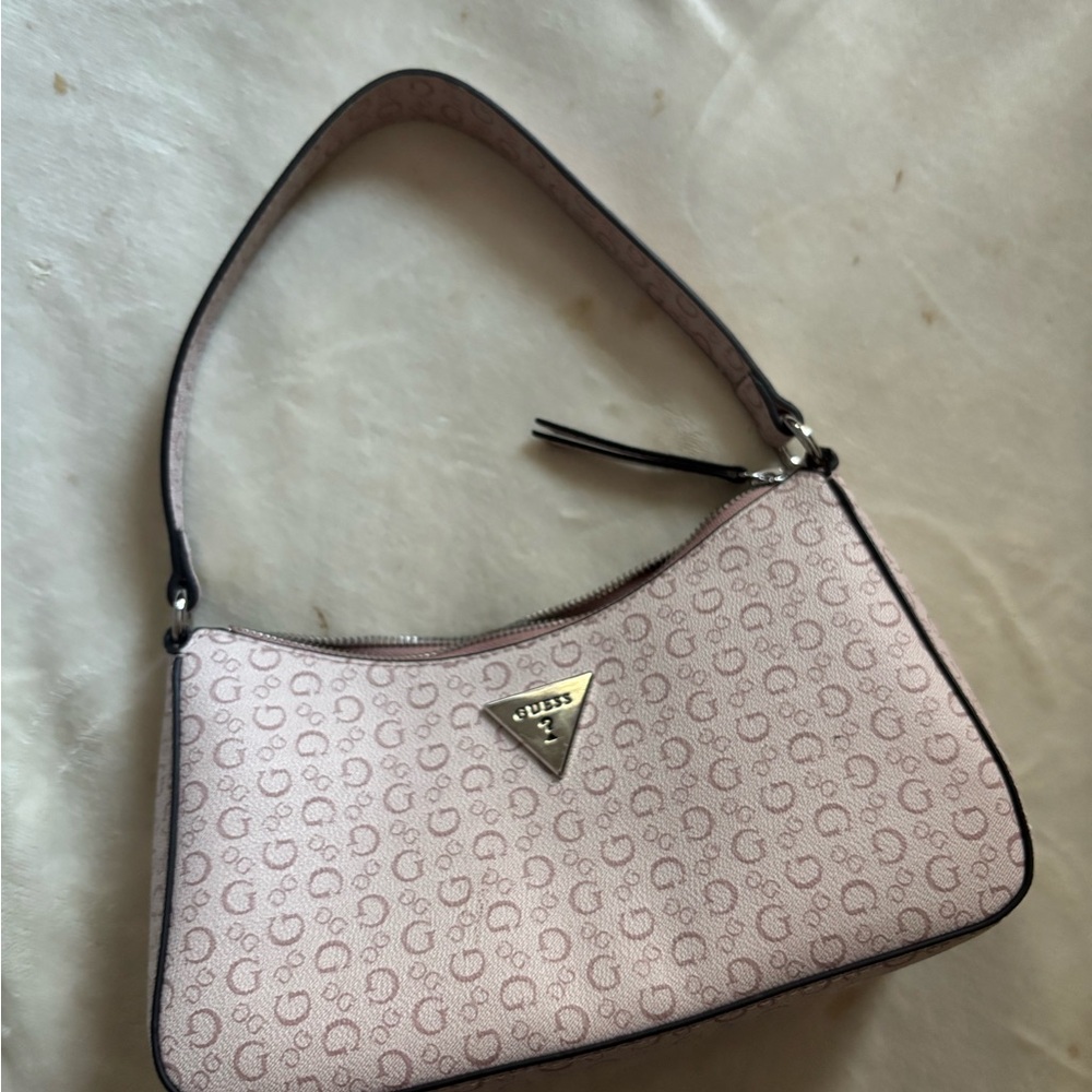 Guess Light Pink Monogram Shoulder Bag